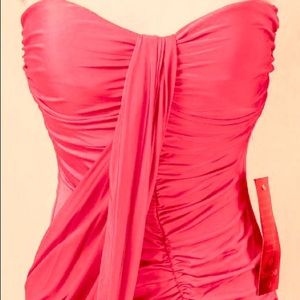 NWT BEBE Mazzy underdrape dress small pink